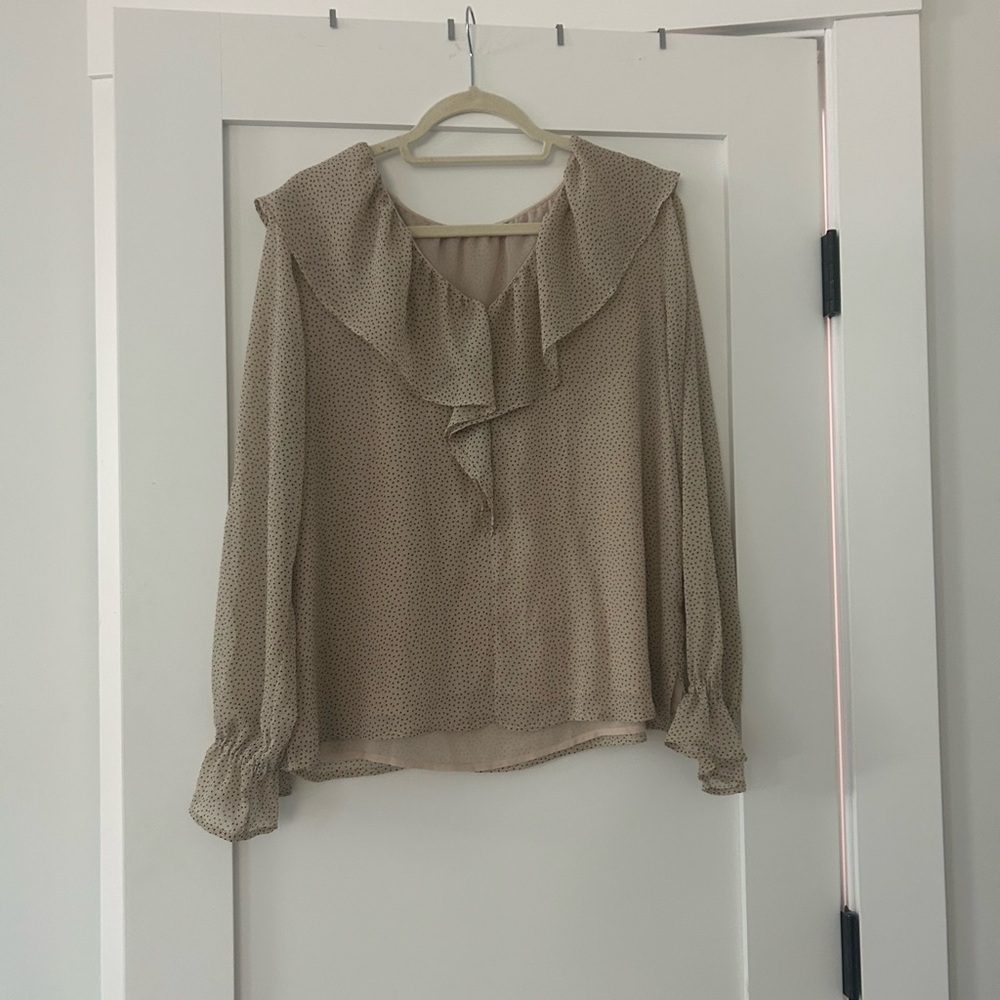 LOFT Beige Ruffle Blouse